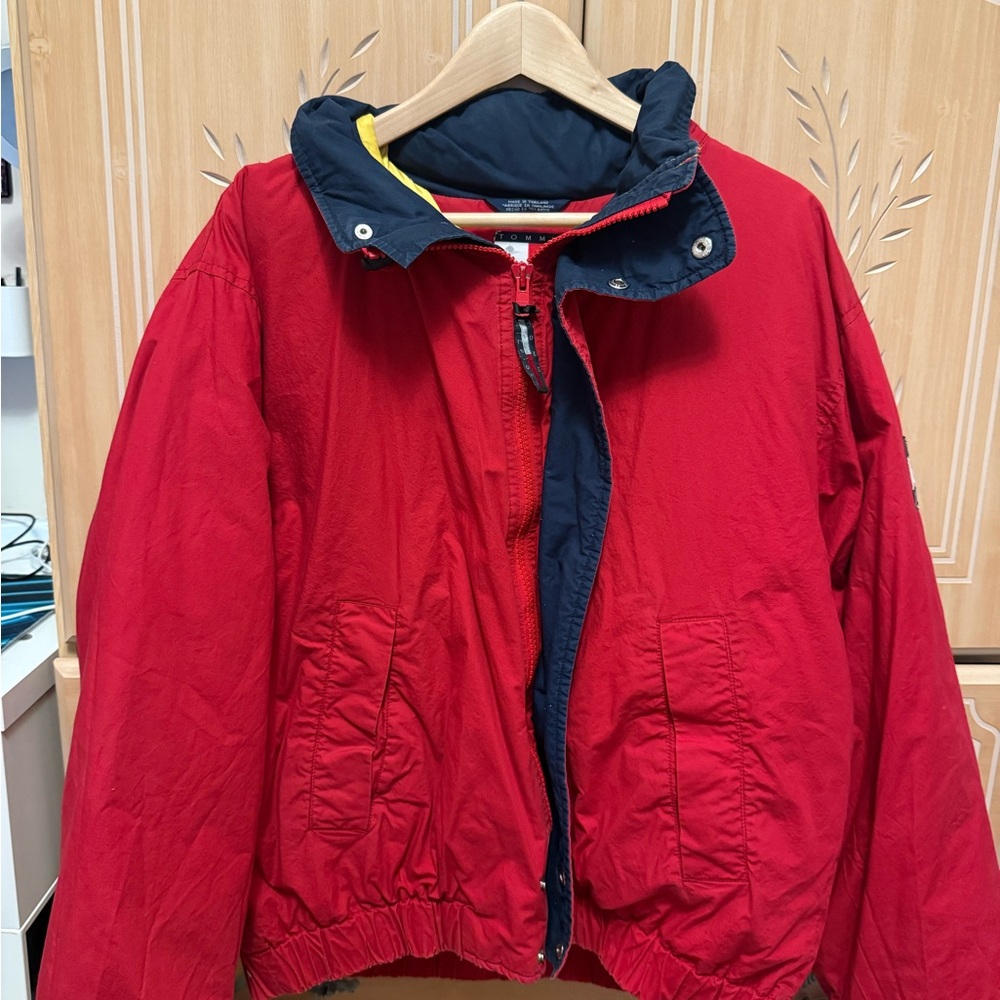 Vintage Tommy Hilfiger Red Nylon Puffer Jacket Mens